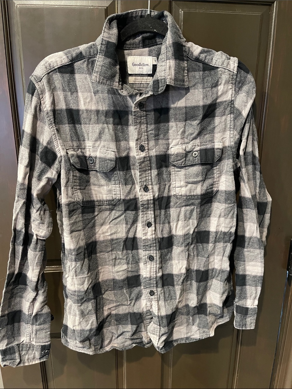 Goodfellow & Co Black and Gray Plaid Button-Down Shirt